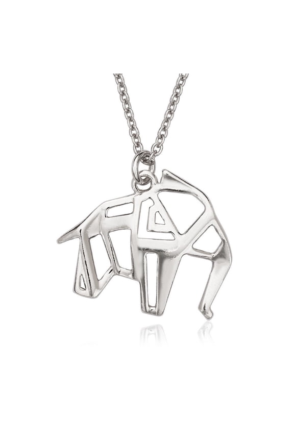 TheJewelryHut Fancy Designer Sterling Silver Open Origami Styled Necklace - Elepahnt