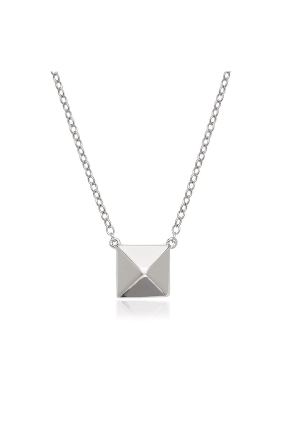 TheJewelryHut Fancy Designer Sterling Silver Pyramid Style Square Necklace
