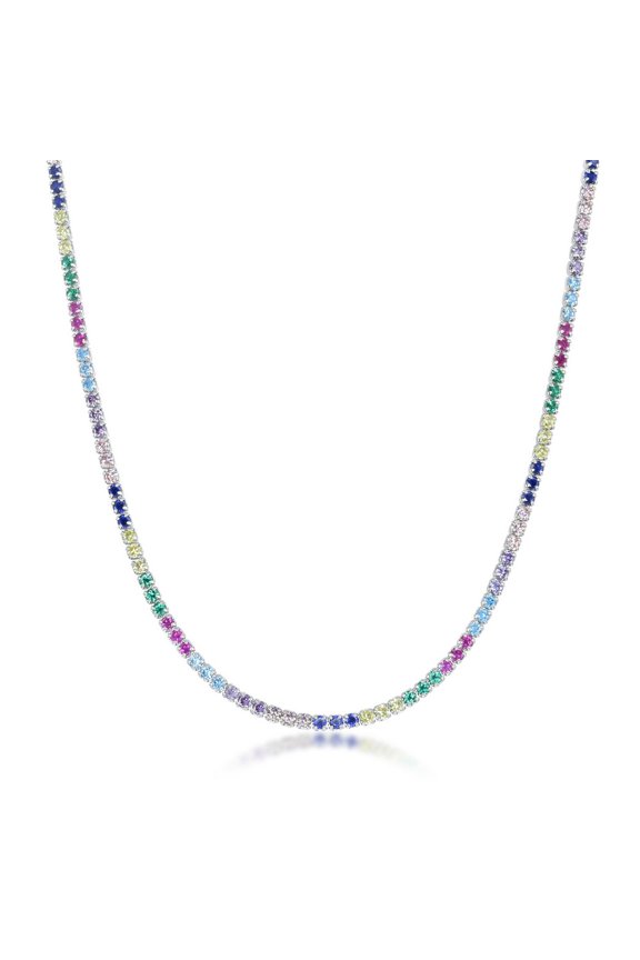 TheJewelryHut Fancy Designer Sterling Silver Rainbow CZ Choker