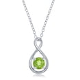 thumbnail image 1 of TheJewelryHut Fancy Designer Sterling Silver Round 5mm Gem Infinity Design Necklace - Peridot, 1 of 1