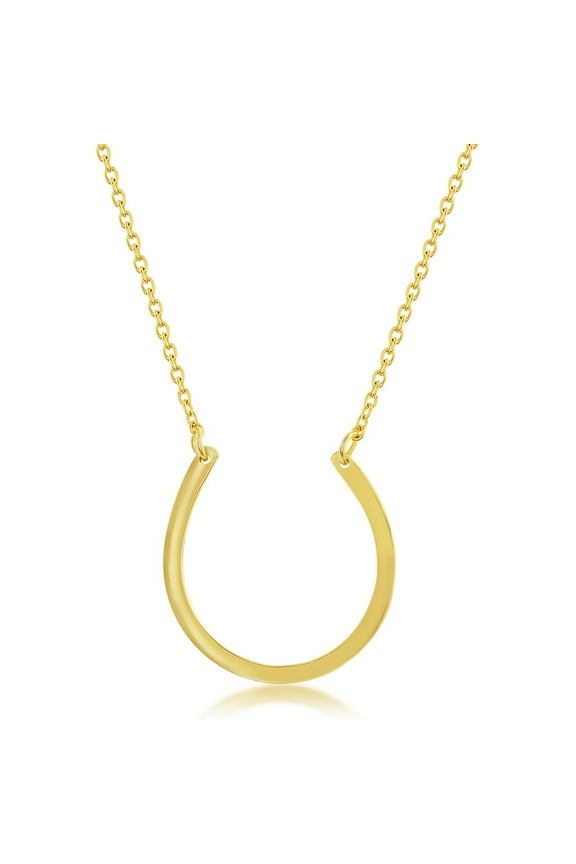 TheJewelryHut Fancy Designer Sterling Silver Rounded Horseshoe Necklace - Gold Plated