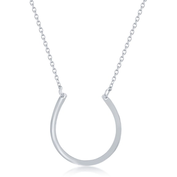 TheJewelryHut Fancy Designer Sterling Silver Rounded Horseshoe Necklace