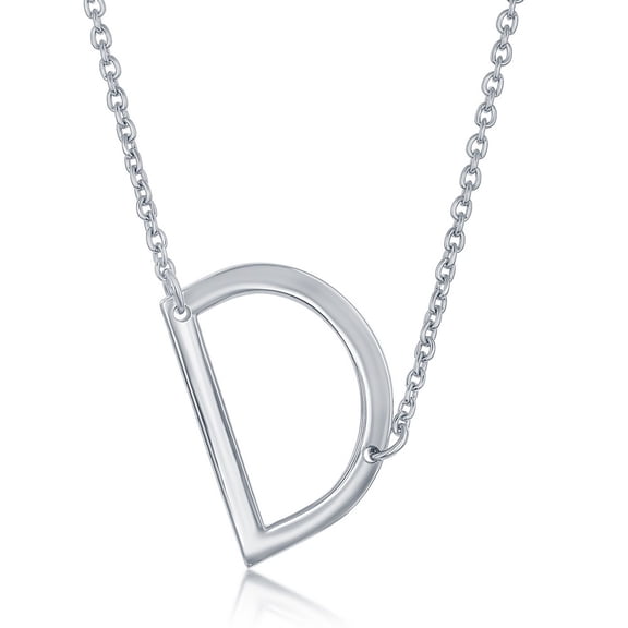 TheJewelryHut Fancy Designer Sterling Silver Sideways 'D' Initial Necklace