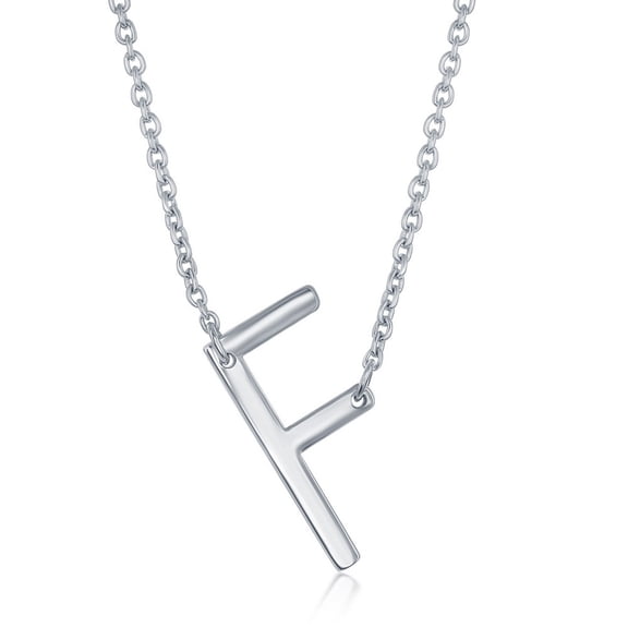 TheJewelryHut Fancy Designer Sterling Silver Sideways 'F' Initial Necklace