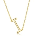 thumbnail image 1 of TheJewelryHut Fancy Designer Sterling Silver Sideways 'I' Initial Necklace - Gold Plated, 1 of 1