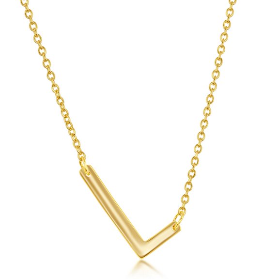 TheJewelryHut Fancy Designer Sterling Silver Sideways 'L' Initial Necklace - Gold Plated