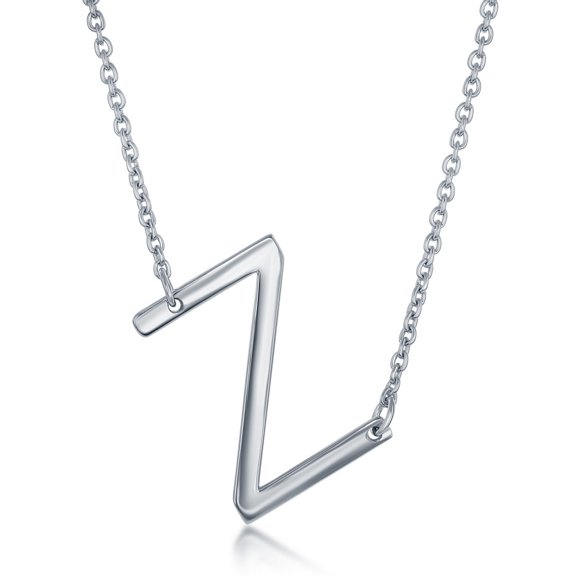 TheJewelryHut Fancy Designer Sterling Silver Sideways 'Z' Initial Necklace