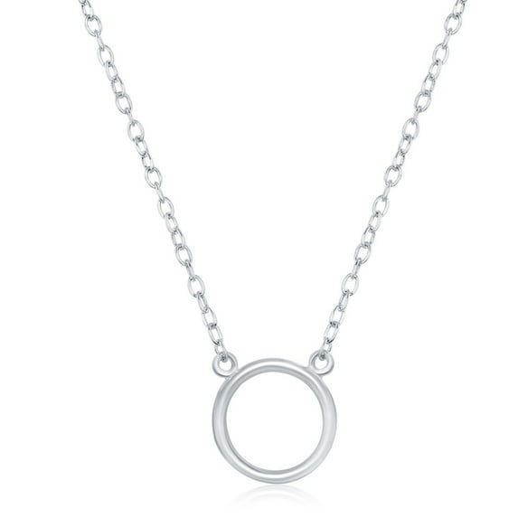 TheJewelryHut Fancy Designer Sterling Silver Single Open Circle Necklace