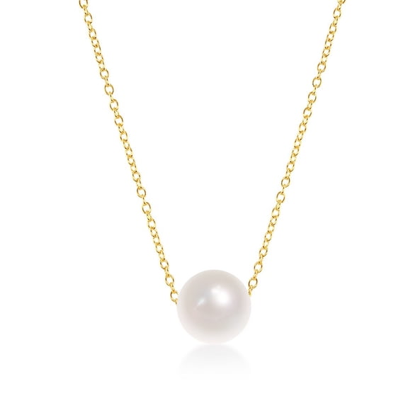 TheJewelryHut Fancy Designer Sterling Silver Single Threaded 10MM Freshwater Pearl Necklace - Gold Plated