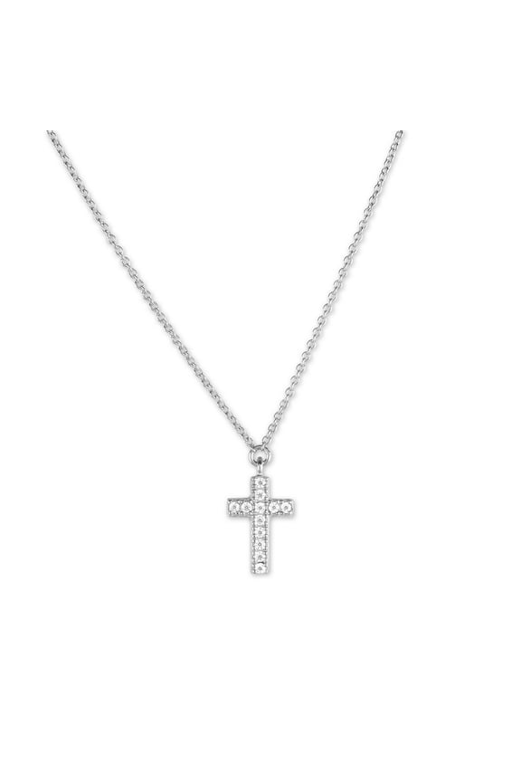 TheJewelryHut Fancy Designer Sterling Silver Small Micro Pave Cross Necklace