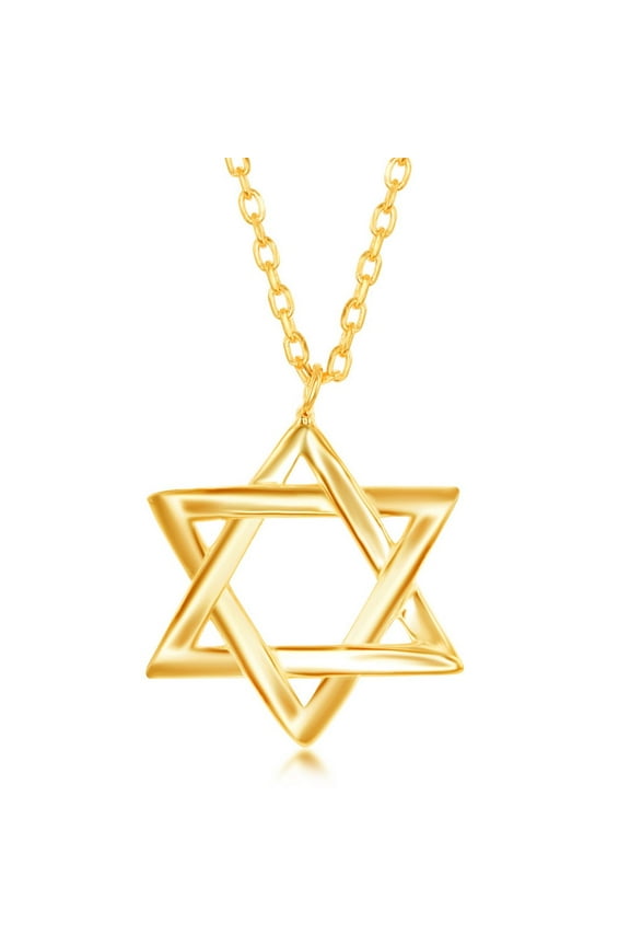 TheJewelryHut Fancy Designer Sterling Silver Star of David Necklace - Gold Plated
