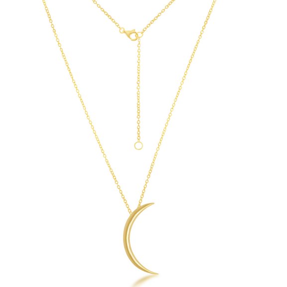 TheJewelryHut Fancy Designer Sterling Silver Thin Crescent Moon Necklace - Gold Plated