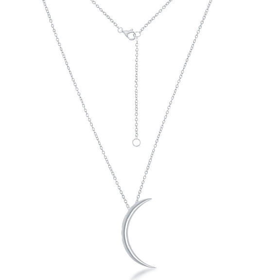 TheJewelryHut Fancy Designer Sterling Silver Thin Crescent Moon Necklace