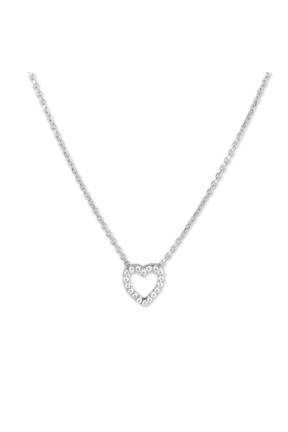 TheJewelryHut Fancy Designer Sterling Silver Tiny Open CZ Heart Necklace