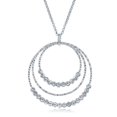 thumbnail image 1 of TheJewelryHut Fancy Designer Sterling Silver Triple Circle with Diamond Moon Cut Beads Necklace, 1 of 1