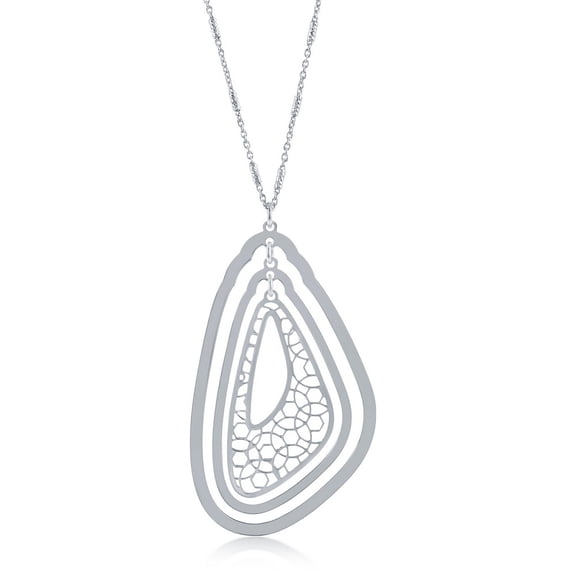 TheJewelryHut Fancy Designer Sterling Silver Triple Open Triangular Necklace