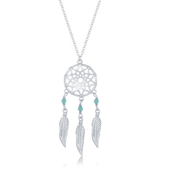 TheJewelryHut Fancy Designer Sterling Silver Turquoise Dream Catcher Necklace