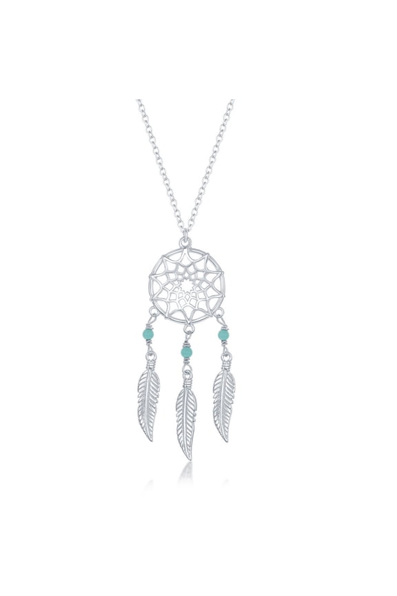 TheJewelryHut Fancy Designer Sterling Silver Turquoise Dream Catcher Necklace