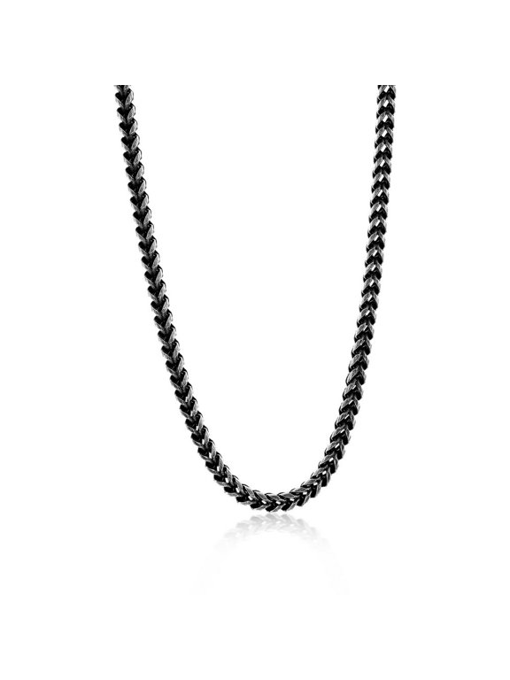 TheJewelryHut Favcy Designer Stainless Steel 5mm Franco Chain Necklace - Oxidized Plated