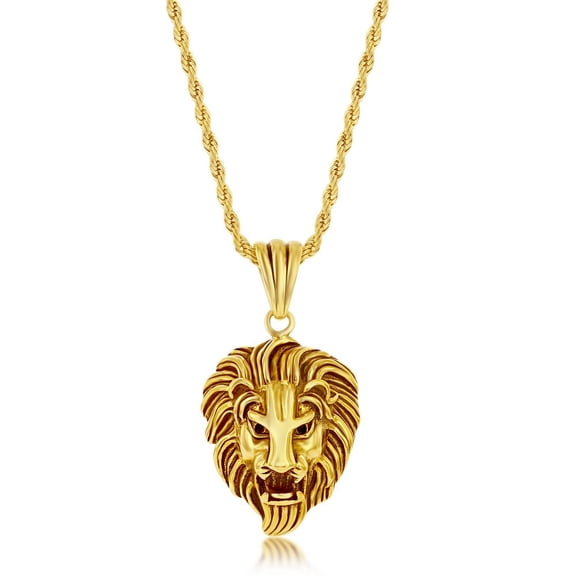 TheJewelryHut Favcy Designer Stainless Steel Oxidized Lion Necklace - Gold Plated