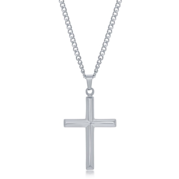 TheJewelryHut Favcy Designer Stainless Steel Polished 3D Cross Necklace