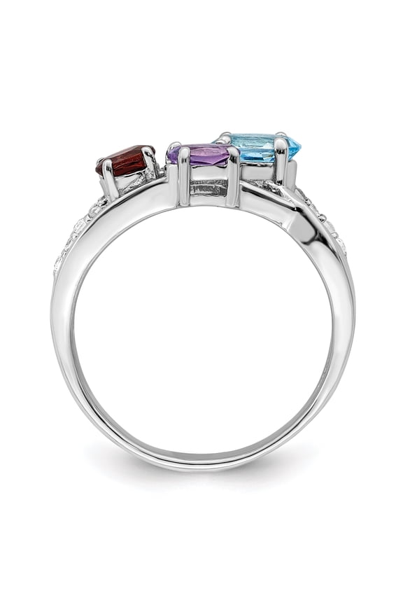 TheJewelryHut Sterling Silver RH-plated 1.15t.w. BT/AM/GA/WT Oval Ring