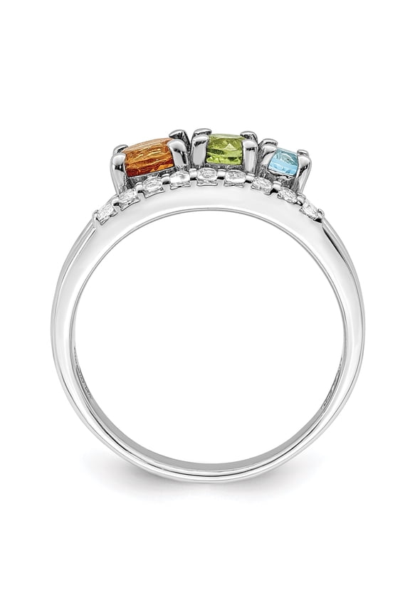 TheJewelryHut Sterling Silver RH-plated .95t.w. CI/PE/BT/WT Circle ByPass Ring