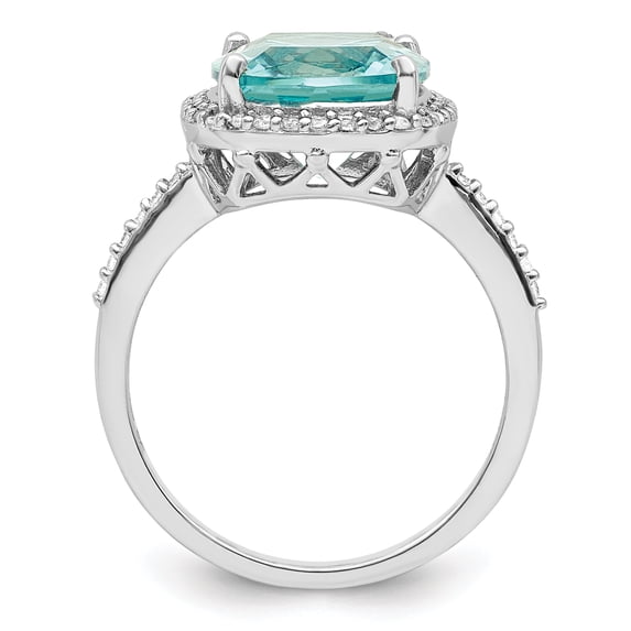 TheJewelryHut Sterling Silver Rhodium-plated Light Blue Crystal CZ Halo Ring