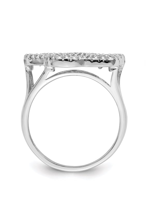 TheJewelryHut Sterling Silver Rhodium-plated Polished CZ Paw Print Ring