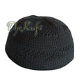 thumbnail image 1 of TheKufi® Plain Black Vertical Zigzag Nylon Kufi Prayer Cap Muslim Hat, 1 of 1