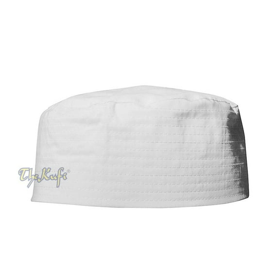 TheKufi® White Muslim Kufi Flat Top Men or Kids Simple Fabric Cap (XS-52cm)