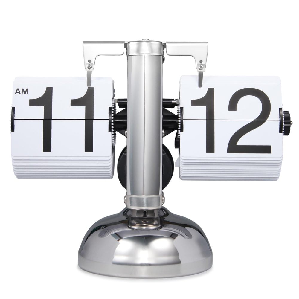 Retro Black and Silver Mechanical Flip Desk Clock