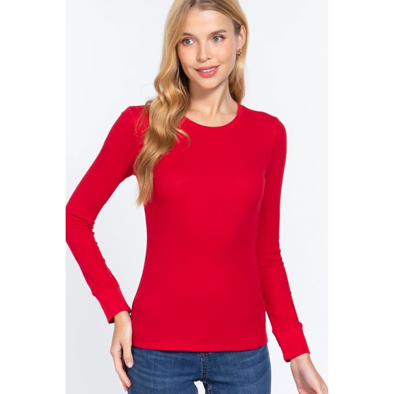 TheLovely Juiors & Plus Casual Long Sleeve Crew Neck Thermal T-Shirts Top