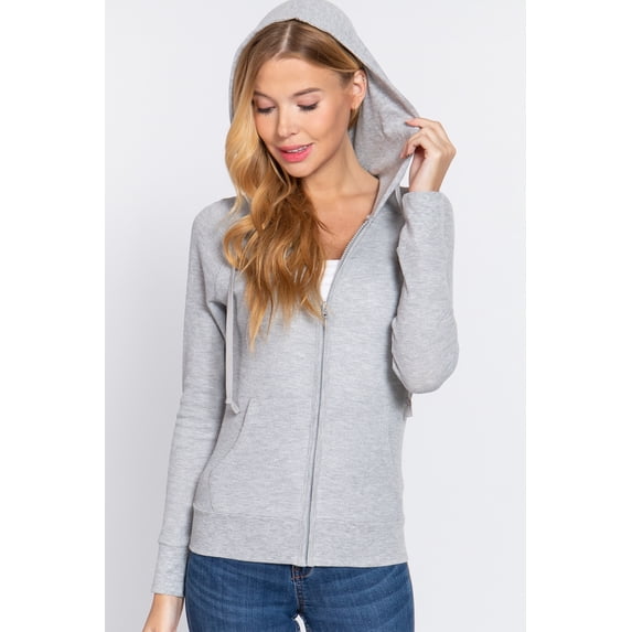 TheLovely Juniors & Plus Casual Long Sleeve Henley Thermal Zip-Up Hoodie Jackets