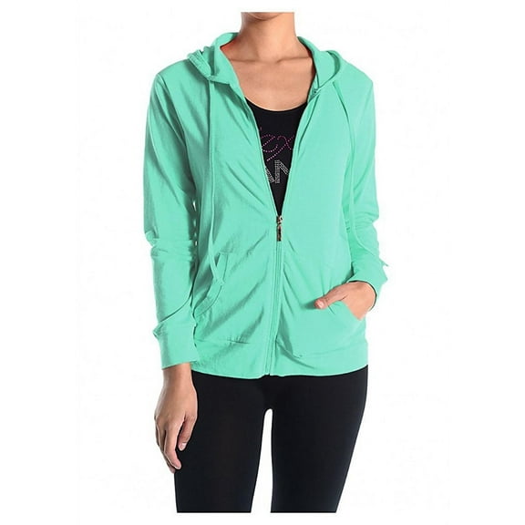 TheLovely Long Sleeve Drawstring Thin Workout Zip UP Hoodie Top