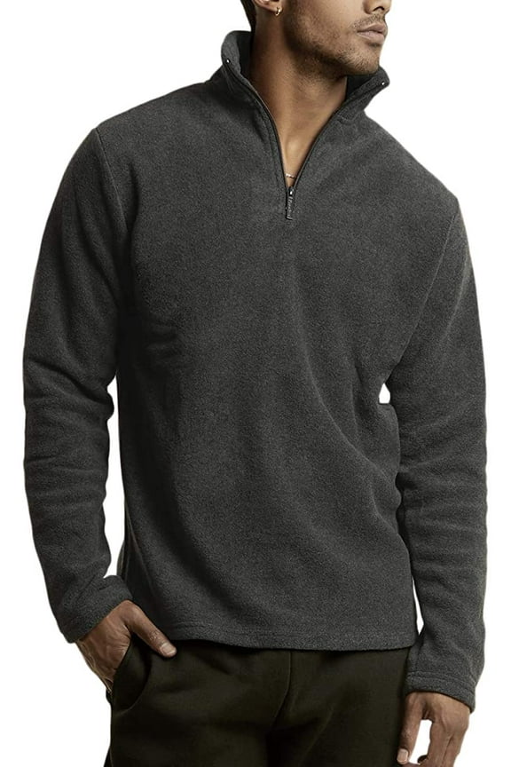 Men's Fleece Quarter Zip Pullover Lightweight Sweater Jacket