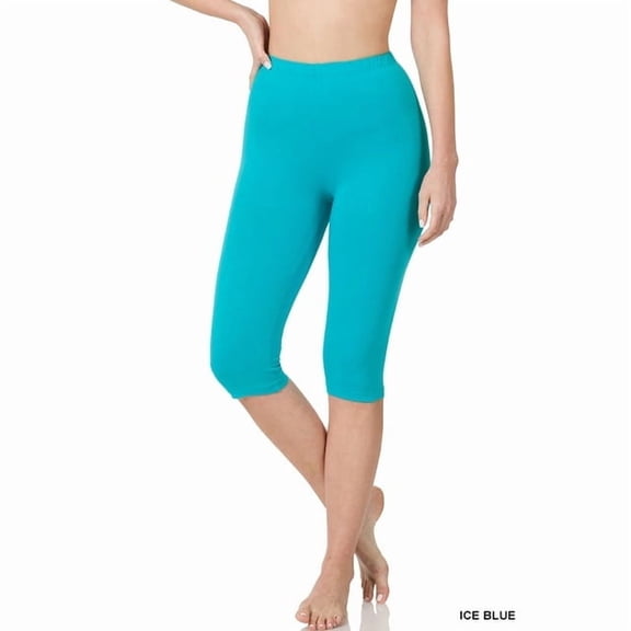 TheLovely Plus Size Essential Basic Cotton Spandex Stretch Below Knee 15" Length Leggings