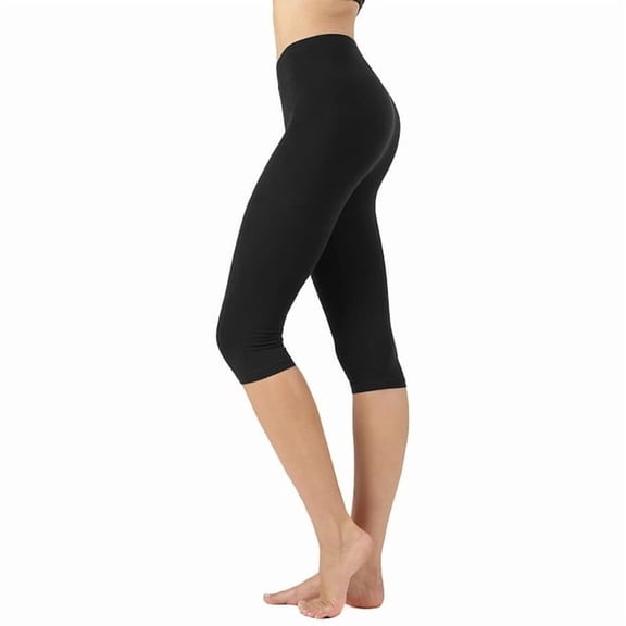 TheLovely Plus Size Essential Basic Cotton Spandex Stretch Below Knee 15" Length Leggings