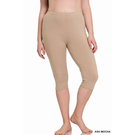 TheLovely Plus Size Essential Basic Cotton Spandex Stretch Below Knee 15" Length Leggings