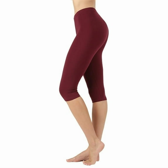TheLovely Plus Size Essential Basic Cotton Spandex Stretch Below Knee 15" Length Leggings