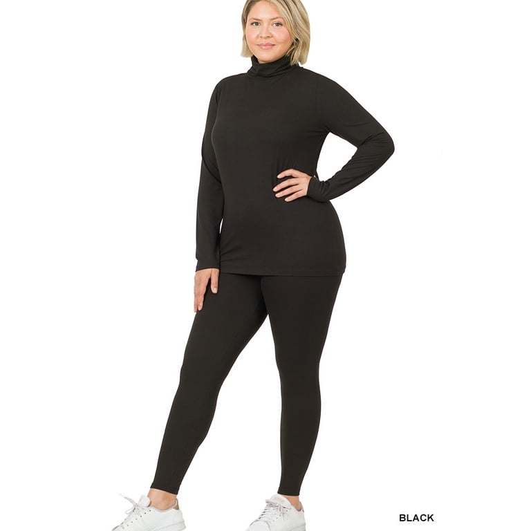 TheLovely Plus Size Microfiber Soft Fabric Mock Neck Long Sleeve Top Leggings 2 Pieces Tracksuit Set Walmart