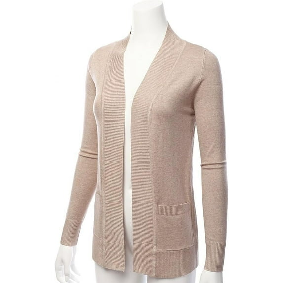 TheLovely Plus Size Open Front Drape Classic Knit Cardigan With Pockets