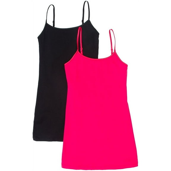 TheLovely Sleeveless Camisole Scoop Neck Spaghetti Straps Tank Top (Juniors or Women's) 2 Pack