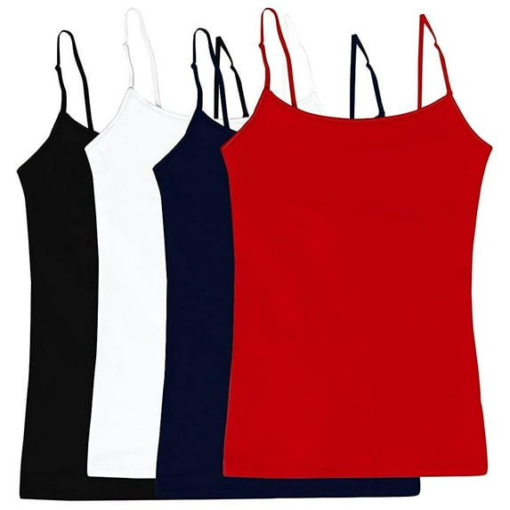 TheLovely Sleeveless Camisole Scoop Neck Spaghetti Straps Tank Top (Juniors or Women's) 4 Pack