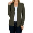 thumbnail image 1 of TheLovely Women Classic Thin Snap Button Front V-Neck Button Down Long Sleeve Ribbed Knit Cardigan, 1 of 4