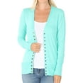 thumbnail image 1 of TheLovely Women Classic Thin Snap Button Front V-Neck Button Down Long Sleeve Ribbed Knit Cardigan, 1 of 4