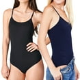 thumbnail image 1 of TheLovely Women & Juniors Scoop Neck Solid Cami Cotton Bodysuit with Snap Crotch Bottom & Adjustable Spaghetti Straps, 1 of 4
