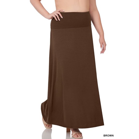 TheLovely Women & Plus Basic Relaxed Foldable High Waist Draped Maxi Skirts