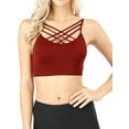 thumbnail image 1 of TheLovely Women & Plus Comfort Seamless Crisscross Front Strappy Bralette Sports Bra Top with Removable Pads, 1 of 4
