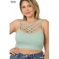 thumbnail image 1 of TheLovely Women & Plus Comfort Seamless Crisscross Front Strappy Bralette Sports Bra Top with Removable Pads, 1 of 4